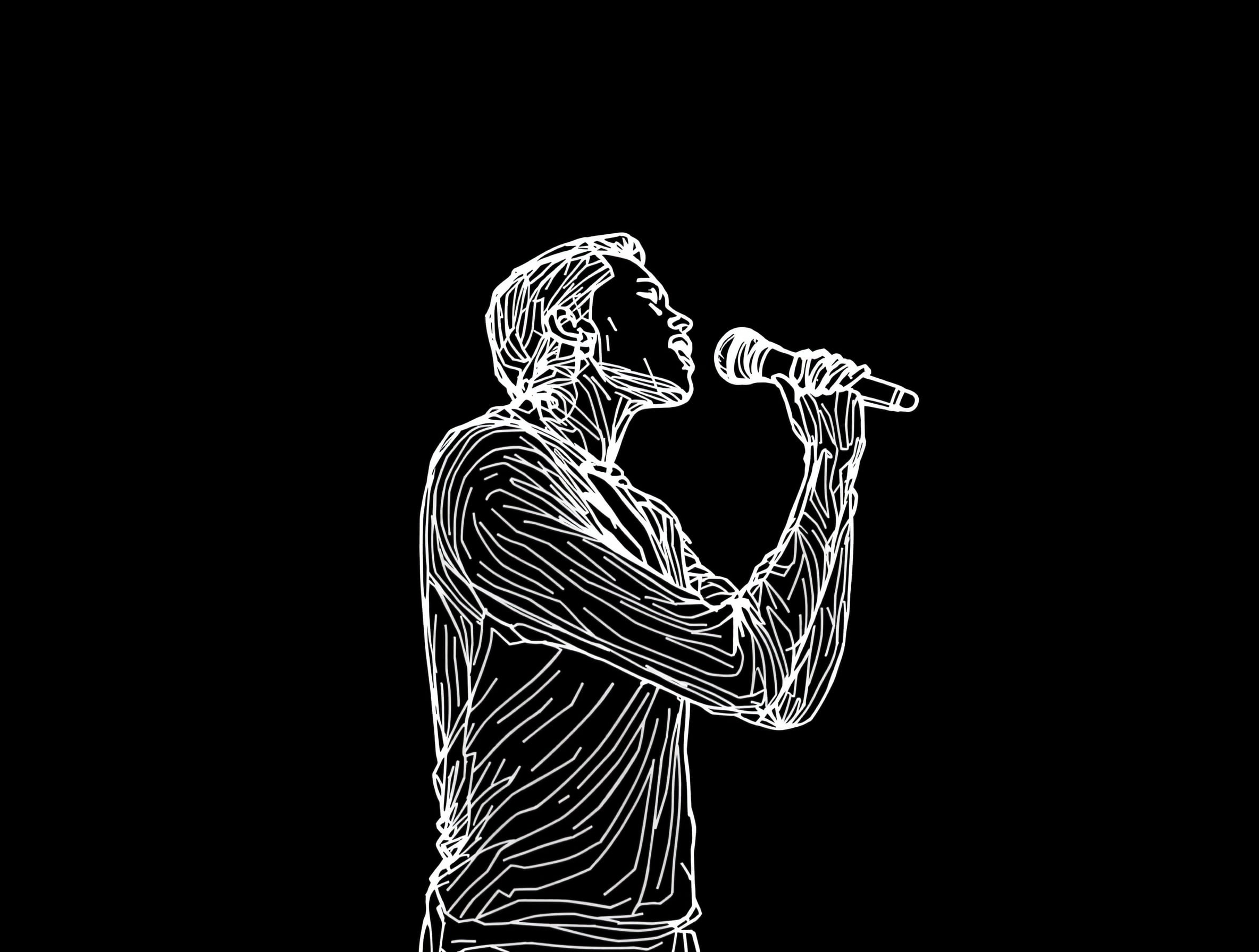 Artist performing line art illustration