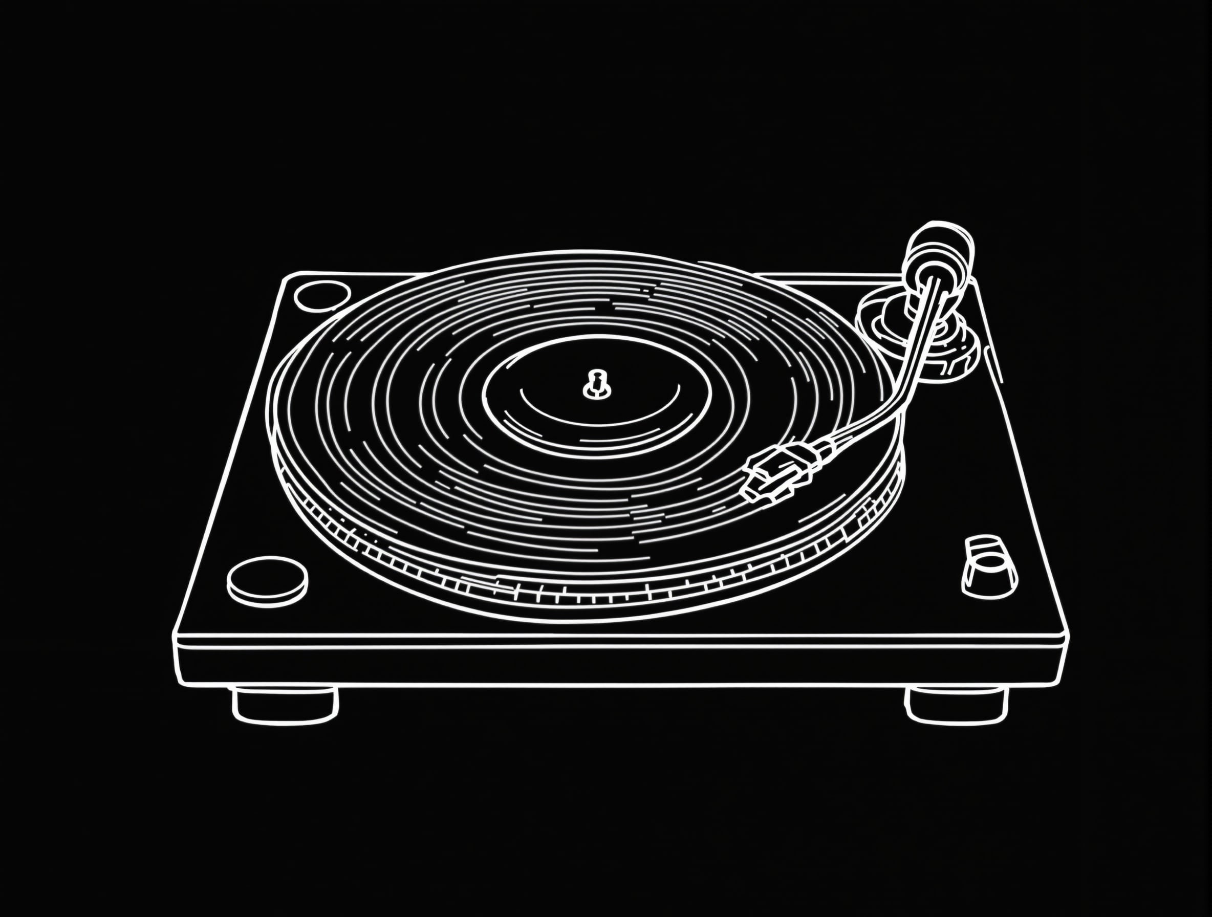 Vinyl turntable line art illustration